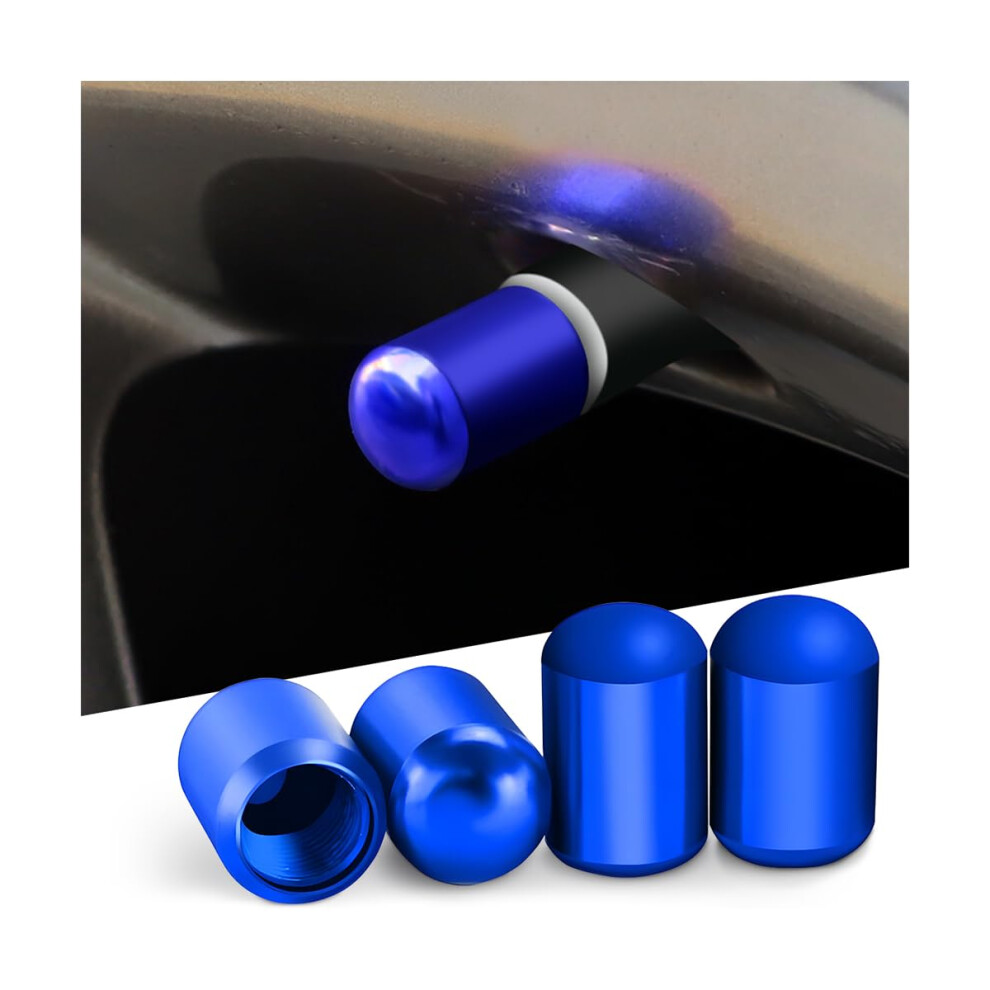 4Pcs Aluminum Car Tire Valve Stem Caps, Leakproof Valve Protection, Universal Fit Blue 9365369217140
