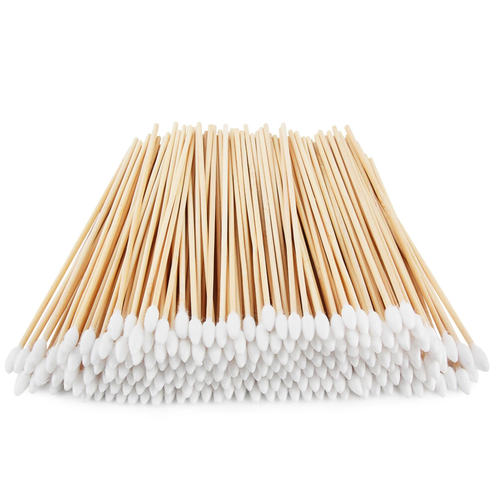 200 Count Pointed Tip Bamboo Cotton Swabs 6 Inch for Precise Makeup Correction and Baby Care