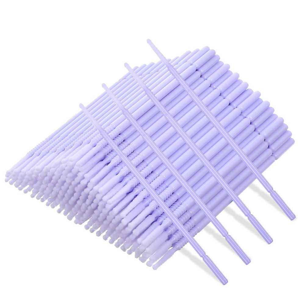 Light/Purple 200 Pcs Disposable Micro Applicator Brushes For Eyelash Extensions, Precision Long Tip Microswabs,