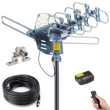 Outdoor HDTV Antenna 150 Mile Range 360 Motorized Rotation Dual TV Output Weatherproof Design