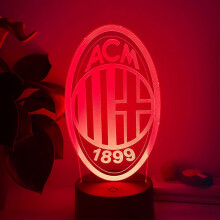 Qinwei 3D LED Illusion Lamp Milan Team 16 Colors Remote Control  Acrylic Night Lights Children's Bedroom Decorative Lights --- Black Seat