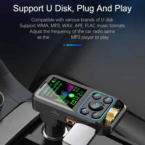Bluetooth FM Transmitter 12-24V QC30W PD18W Freisprecher-Ladegerät Modell BC83 1