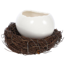 Ceramic Salad Bowl Eggshell Porcelain Fruit Dish with Bird Nest Design for Party and Restaurant Serving