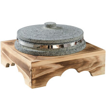 Korean Stone Bibimbap Bowl with Lid and Wooden Tray, Heat Retaining Hot Pot for Rice and Soup, 12cm