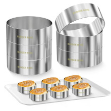 Burger Bun Rings 4.2 Inch Stainless Steel Nonstick Cooking Molds Set of 6 for Buns Eggs Pancakes