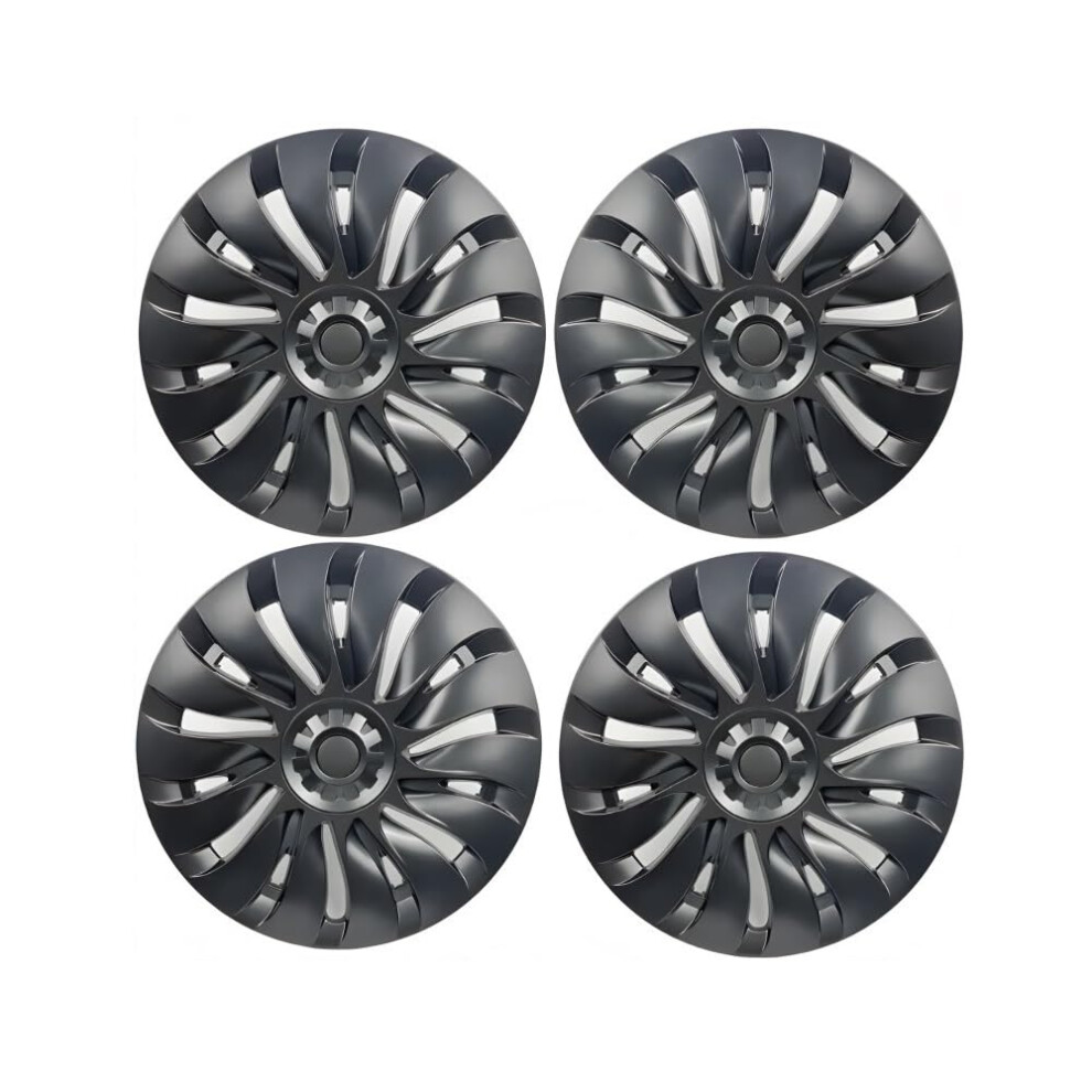 Hubcaps 19 Inch Wheel Covers Set Of 4 Oem Style Full Coverage Easy Snap Install Gun For Tesla Model Y Grey 9365369218215