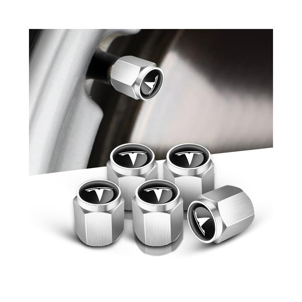 Tire Valve Stem Caps Leakproof Rubber Seal Dust Caps, Corrosionresistant Fit For Tesla Model 3 Silver 9164114871619