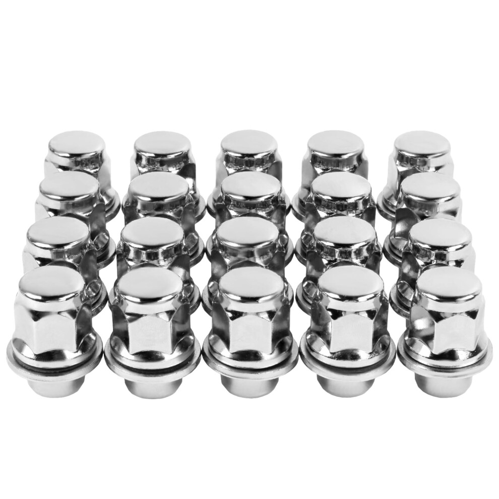 M12x1.5 Chrome Closed End Mag Style Lug Nuts With Washer 20Pcs For Toyota Corolla Camry Tacoma 9365369218567