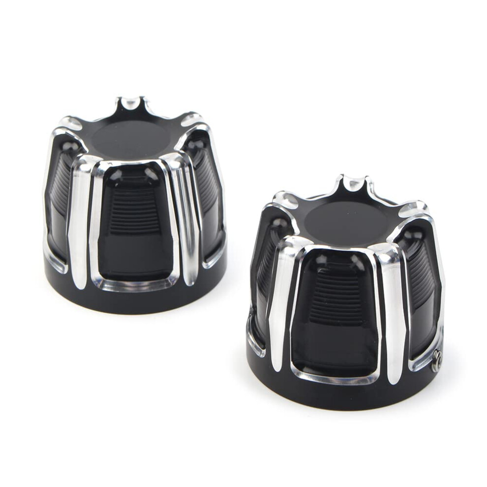 Front Axle Cap Nut Cover For Harley Dyna Touring Softail Â Factory Look Restoration And Protection Black 9099447218766
