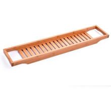 Bamboo Bathtub Caddy Tray with Wine Glass Holder, Expandable Bath Shelf for Tablet, Book and Spa Relaxation