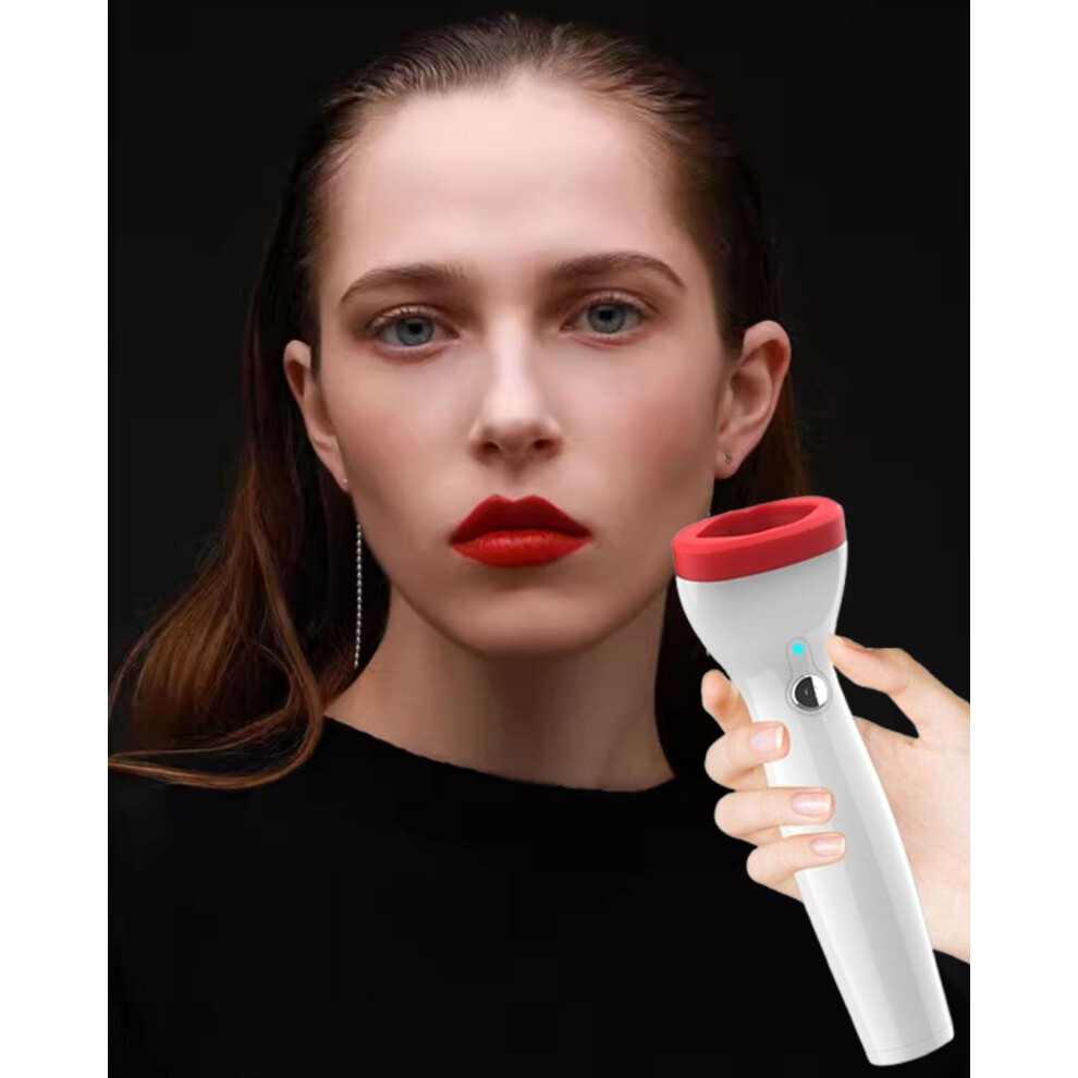 White Electric Silicone Lip Plumper Device With Adjustable Suction For Natural Lip Enhancement,