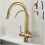 Antique Solid Brass Kitchen Tap with Pull Out Spout and Base Mount Water Filter 4