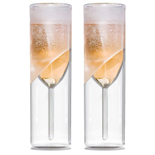 Champagne Glasses Set of 2, Freezable Double Walled Stemless Wine Glasses, 7oz Dishwasher Safe