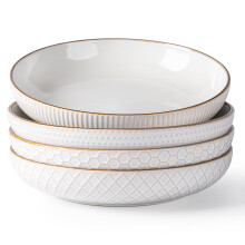 Large Pasta Bowls Set of 4, 42oz OffWhite Ceramic Serving Bowls, Microwave Dishwasher Safe