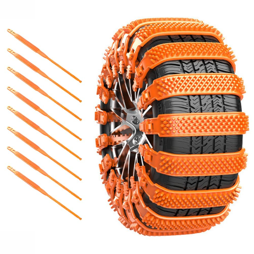 Snow Chains For Honda Jazz Gr Gs Gk Ge Gd Mk17 Cars, Elastic Tpu 165275Mm, 8Pcs Orange 9365369590243
