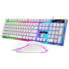 RGB Gaming Keyboard and Backlit Mouse Combo, USB Wired Backlit Keyboard, LED Gaming Keyboard Mouse Set for Laptop PC Computer Game and Work, Black