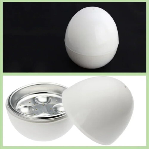 Microwave Egg Cooker with Vent Ventilation, Fast Heating Aluminum Core, Compact ABS Design White 2