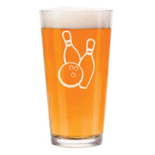 16 oz Beer Pint Glass Bowling Ball And Pins