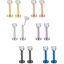 12-Piece Threadless Push in Nose Rings Studs - Surgical Steel Jewelry for Piercings