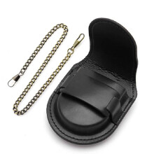 Guardung Leather Cover Vintage Classic Pocketed Watch Box Watch Storage Chain Watch Storage Holder Bag black+Green bronze