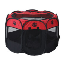 Portable Foldable Pet Tent Dog House Cage Red L:91*91*58cm