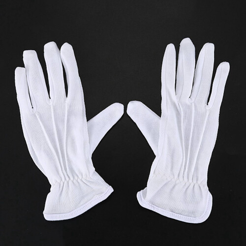 2 Pair Protective Anti-Slip White Cotton Work Driving Gloves 1