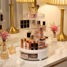 Tabletop Rotating Cosmetic Storage Organiser, White