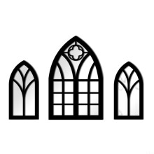 Vintage Arched Wall Mirror Set with Elegant Gothic Design for Rustic Farmhouse Home Decor, 3Pcs