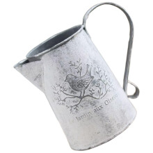 Rustic Bird Design Watering Can Decor with Vintage Weathered Finish for Indoor Outdoor Display White