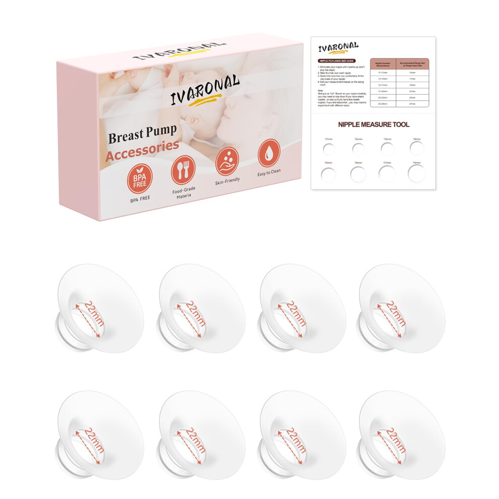 8pcs 22mm Breast Pump Flange Inserts Compatible with Momcozy Spectra Medela Silicone Accessories
