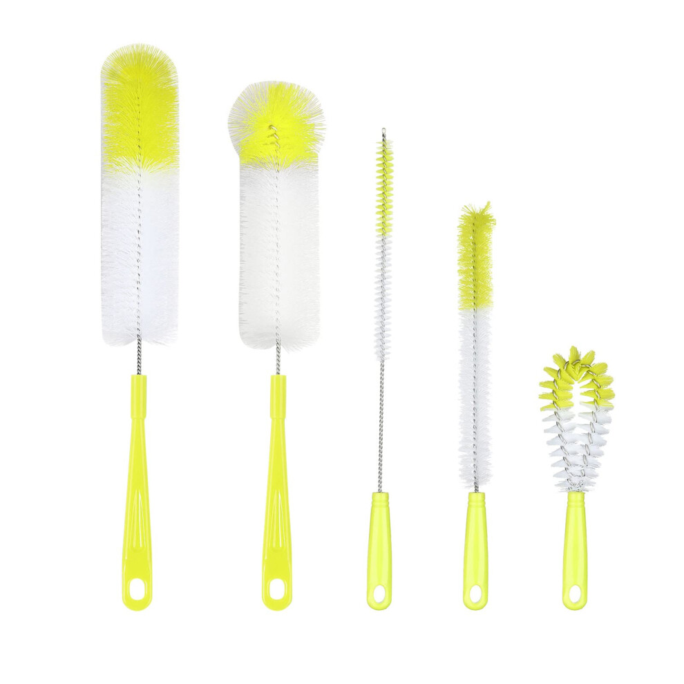 5 Pack Long Handle Bottle Cleaning Brush Set for Deep Narrow Neck Beer, Wine and Baby Bottles