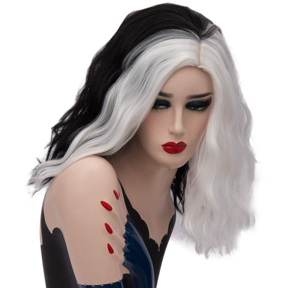 Unisex 16 Inch Rainbow Wavy Wig For Women, Pastel Curly Cosplay Hair, Heat Resistant Synthetic Fiber