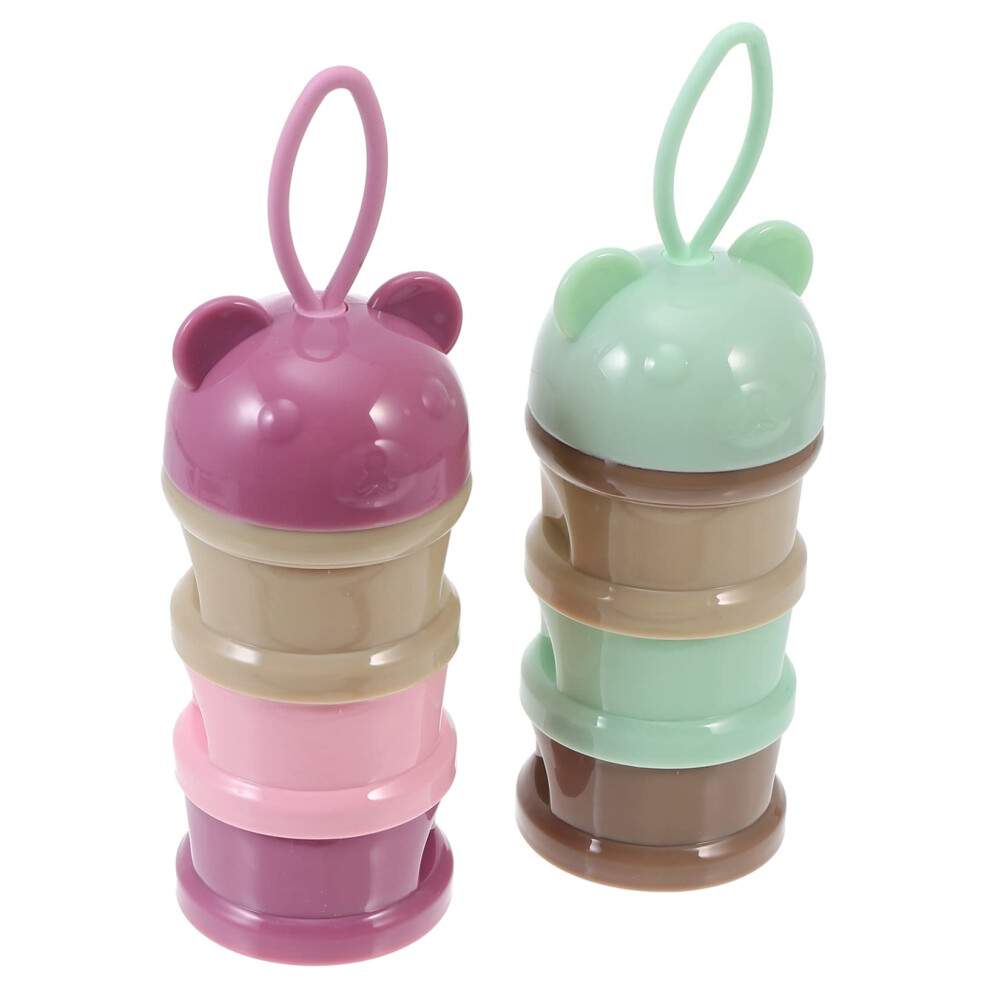 Baby Formula Dispenser 3 Layer Leakproof Milk Powder Container for Travel Feeding 2 Pack