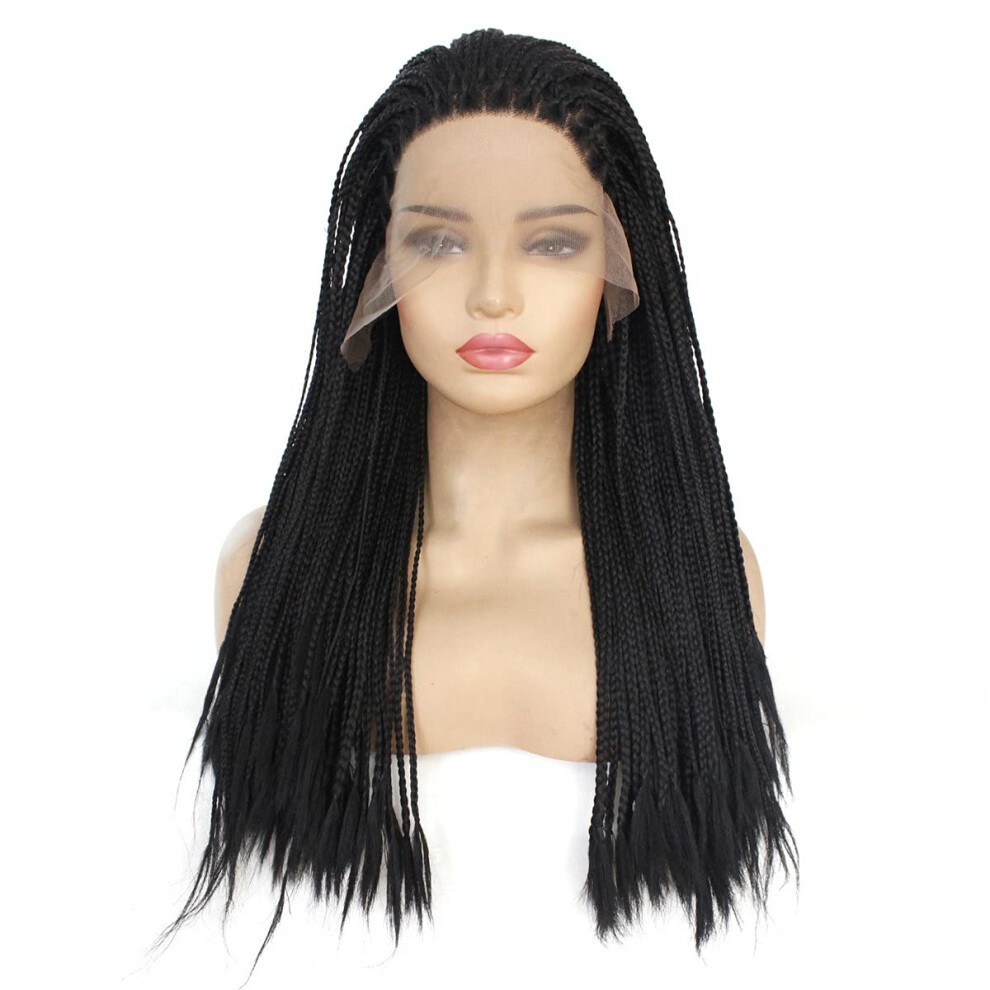 14 Inch Synthetic Lace Front Box Braids Wig with Curly Ends, Heat Resistant, Natural Hairline