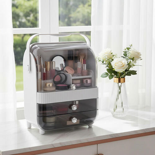 Living And Home Tabletop Cosmetic Storage Organiser, White