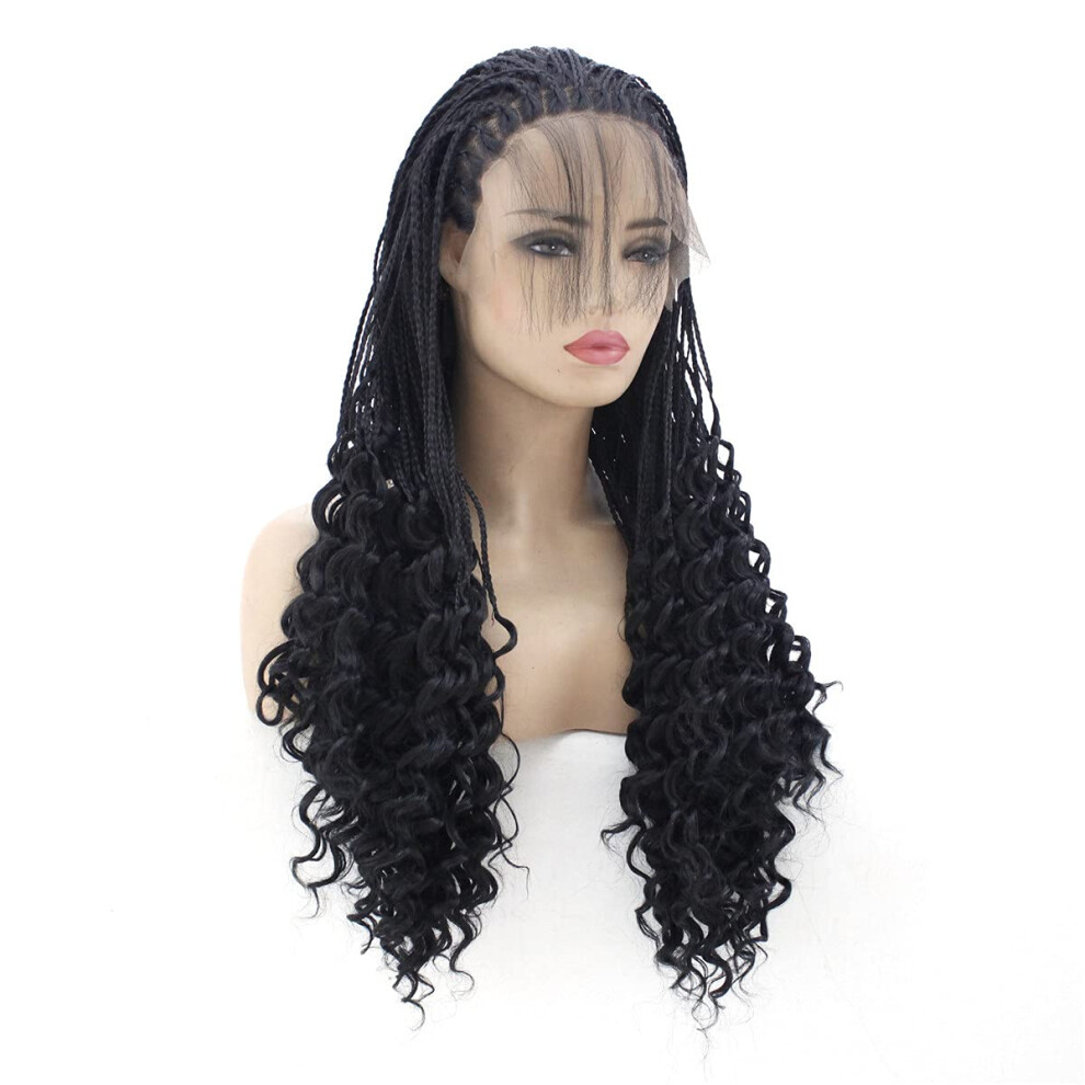 10 Inch Synthetic Lace Front Box Braided Wig with Natural Hairline and Heat Resistant Fiber