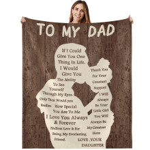 Dad Blanket from Daughter or Son Birthday Gift, Soft Throw for Father, Brown 50x60 Inch