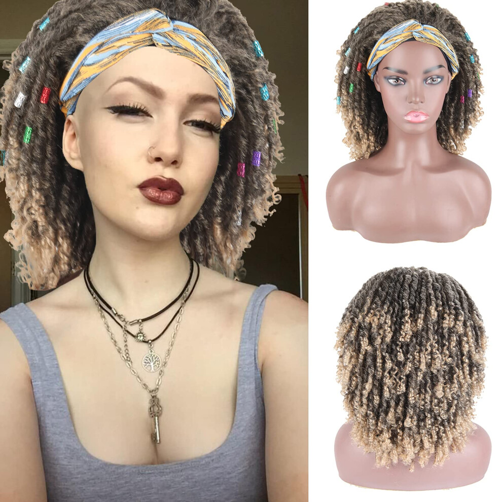 Braided Headband Wig with Dreadlocks, Senegalese Twist, Natural Hairline, 14 Inch, 1B27 Color