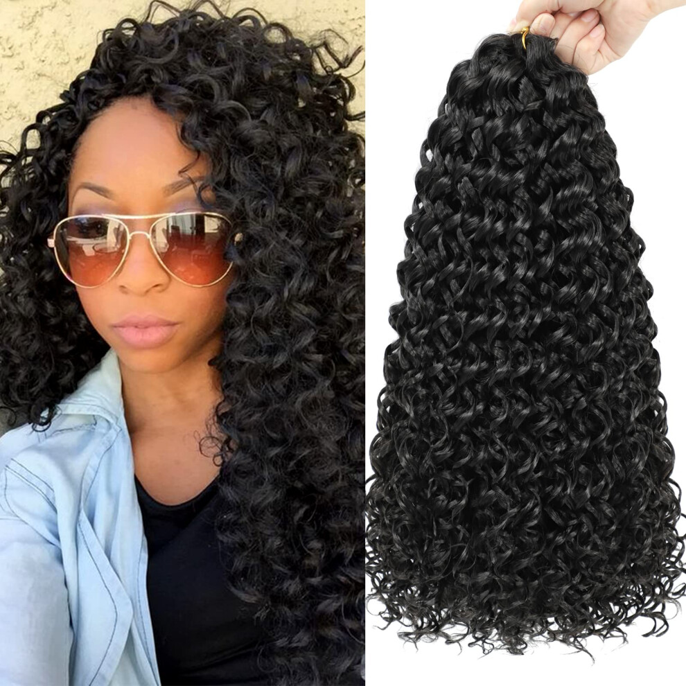 Unisex 18 Inch Ocean Wave Crochet Hair Extensions 1B Color Pack Of 6 Synthetic Water Wave Braids