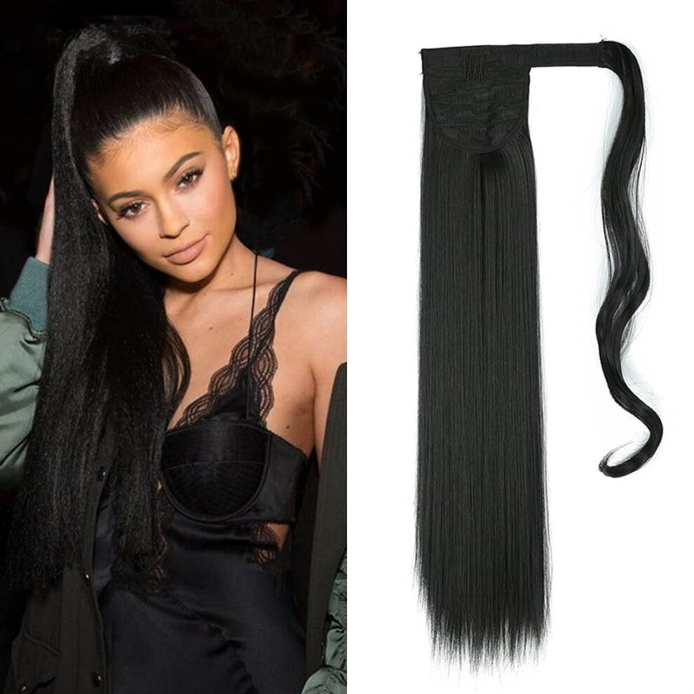 Unisex Ponytail Hair Extension 22 Inch Long Straight Wrap Around Clip In Synthetic Hairpiece For Women Ref: 5298