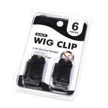 Black Wig Clips for Hair Extensions 6 Pack, Snap On No Sewing, Gentle Grip Reusable Set