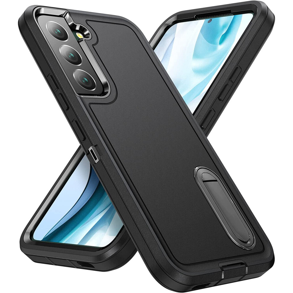 Compatible With Samsung Galaxy S22 Case, Shockproof Dustproof Drop-Proof Military Grade Cover With Kickstand For Galaxy S22 5G 6.1" (Black) Black 9138057701975