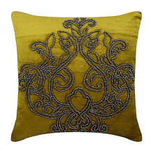 Funda de almohada verde chartreuse de 45 x 45 cm, funda de cojín cuadrada de terciopelo, cuentas brillantes de color gris carbón con estampado