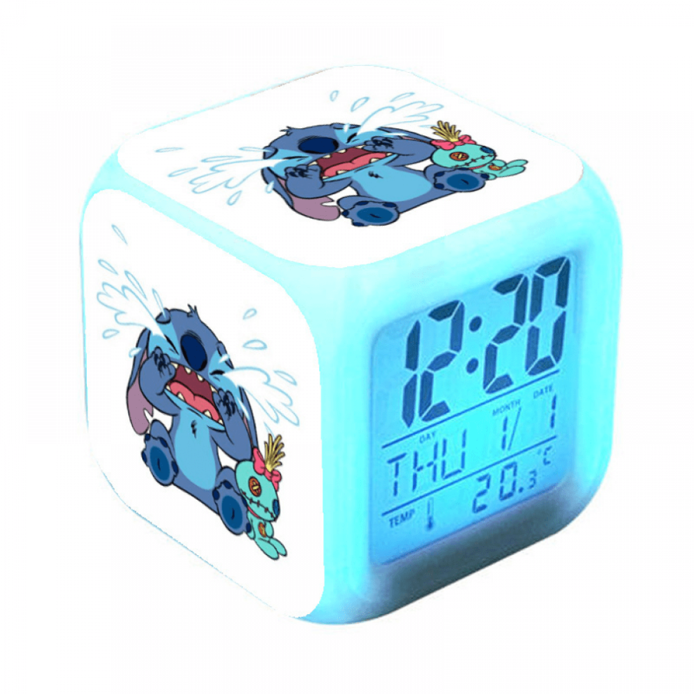 Hanntaoo Digital Alarm Clock For Kids, Cartoon Stitch Led Color Changing Wake Up Clock With Thermometer & Night Gift For Boys Girls A93-1904 Light