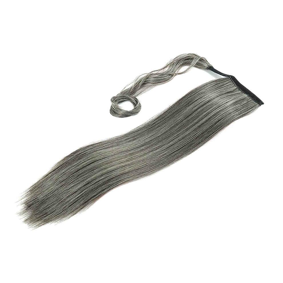 Unisex Long Straight Clip In Ponytail Extension 22 Inch Wrap Around Synthetic Hairpiece For Women Ref: 9072