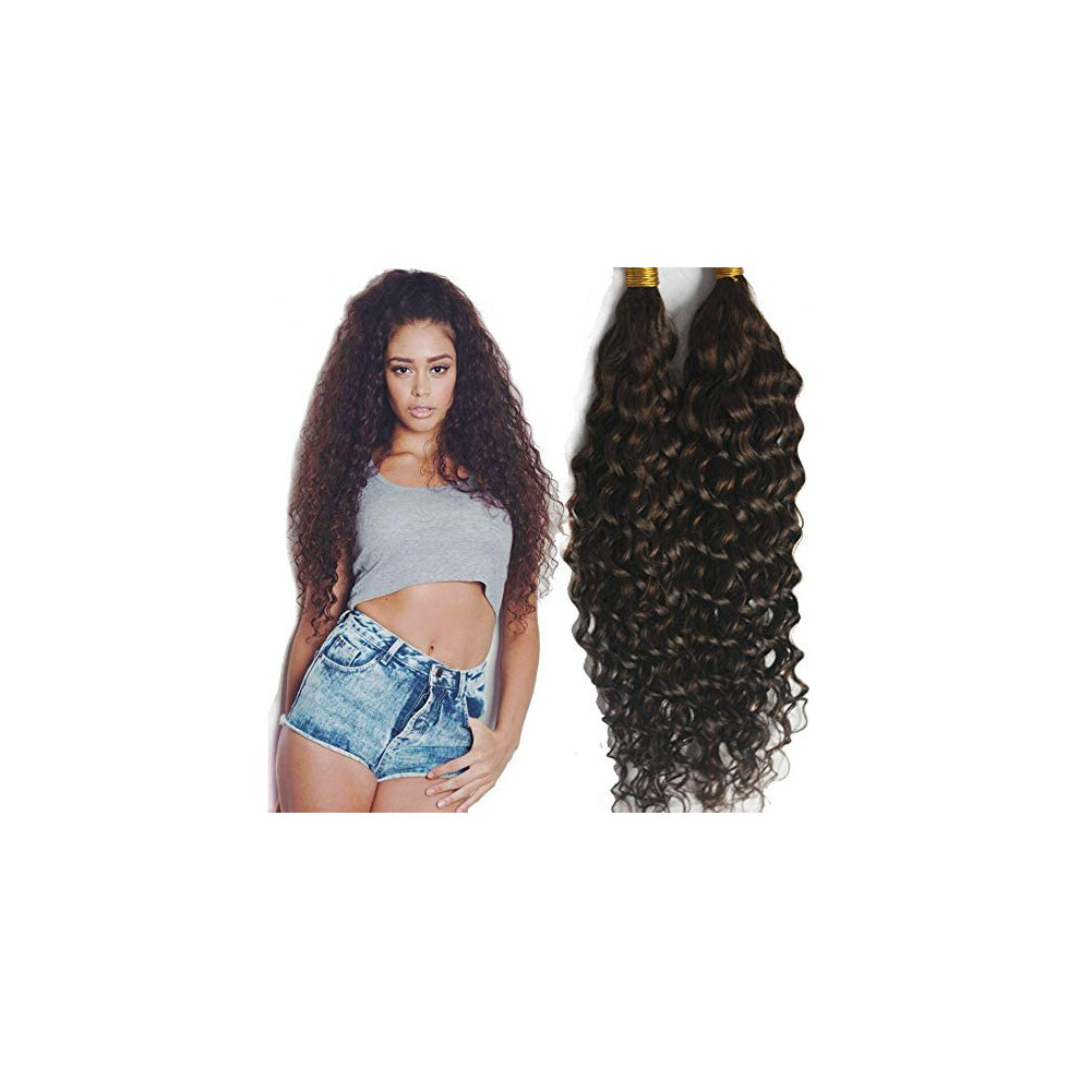 Unisex Black Brazilian Deep Curly Human Hair Bundle 10 Inch Jet 100G 100% Virgin Remy For Braiding