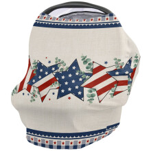 Baby Car Seat Cover Nursing Cover for Breastfeeding, Patriotic American Flag 360 Full Coverage Stretchy Soft Fabric