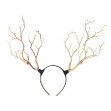 Halloween Deer Antler Headband with Witch Horn Design, Handcrafted Dark Fairy Costume Accessory for Adults