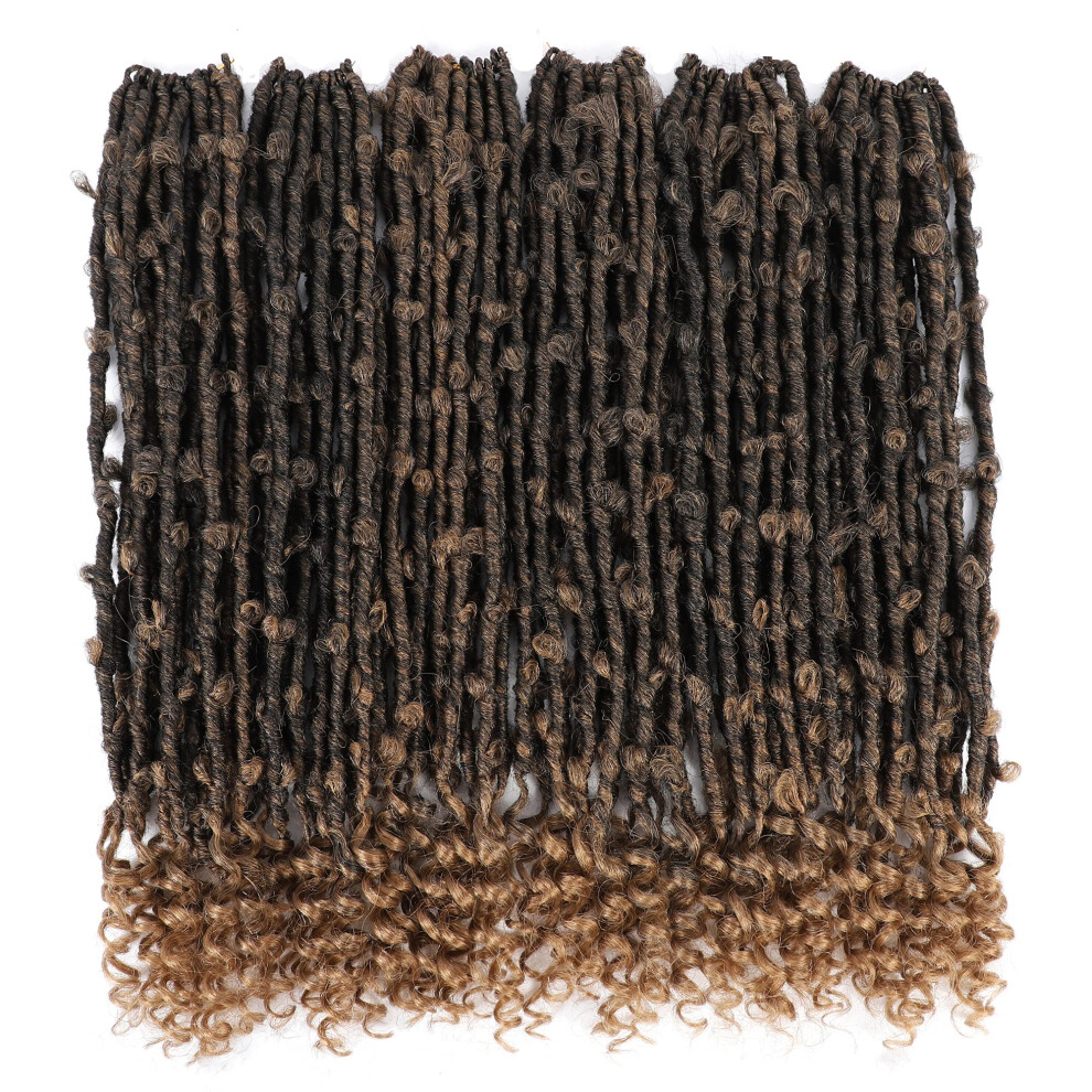 Unisex Butterfly Locs Crochet Hair 18 Inch Prelooped Distressed Faux Locs With Curly Ends 1B/27 Two Tone