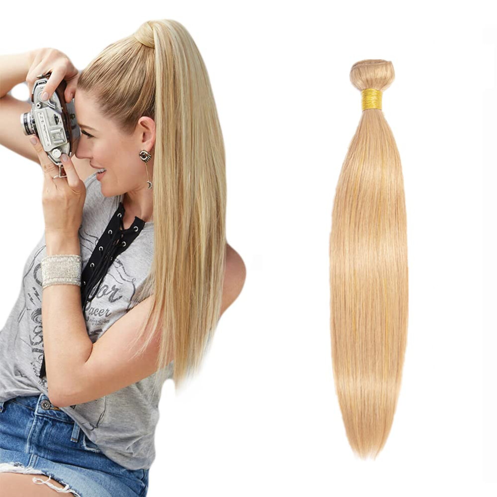 Unisex Brazilian Honey Blonde Ombre Straight Hair Bundles 10 Inch Virgin Remy Human Hair P27/613 Color